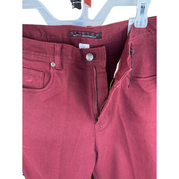 Gloria Vanderbilt Amanda Stretch Jeans Petite 16 Burgundy Straight Leg NWT - Picture 7 of 11